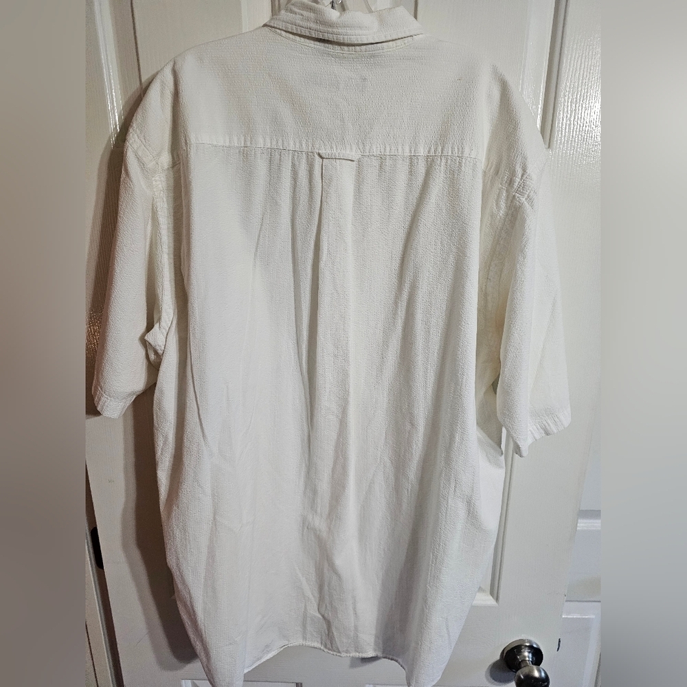 Nautica Men XL White Seersucker Short Sleeve Button Down Shirt Cotton Archival - Picture 3 of 6